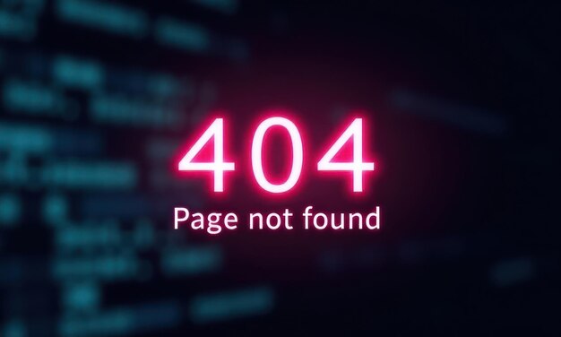 Neon text error 404 Page not found Screen displays errors on the website page Concept of the Internet troubleshooting server connection and troubleshooting failures