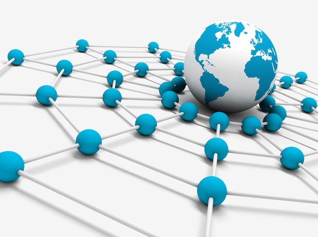 network concept.concept of internet and networking with globe world map