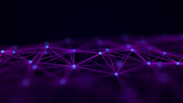 Network connection structure Data transfer Abstract background with interweaving of dots and lines 3D rendering