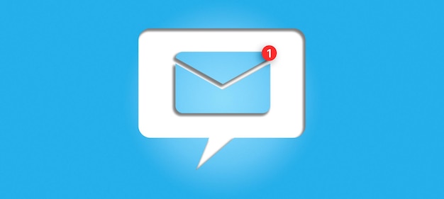 New email notification banner over blue background and copy space Business email communication