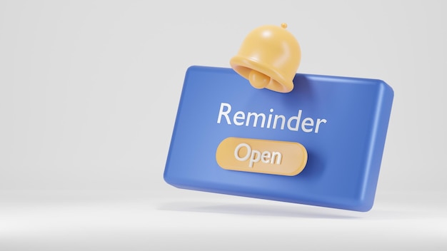 Notification reminder concept 3d rendering