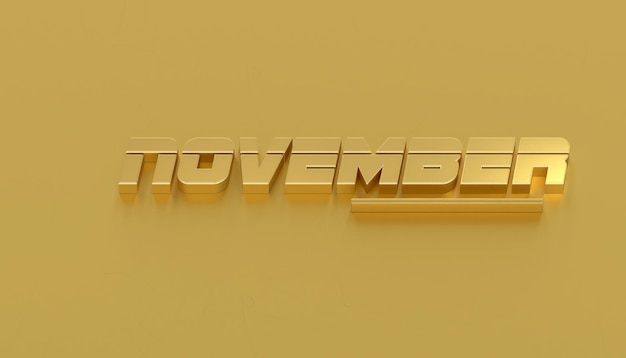 November. Name of month for poster 3d render