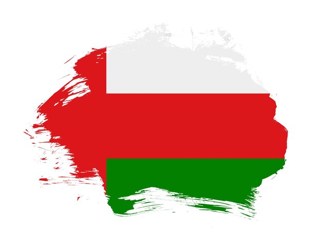 Oman flag painted on minimal brush stroke background