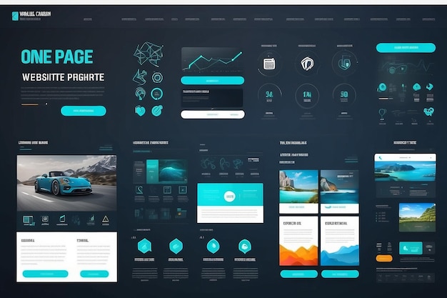 one page website design template all in one set for website design that includes one page website