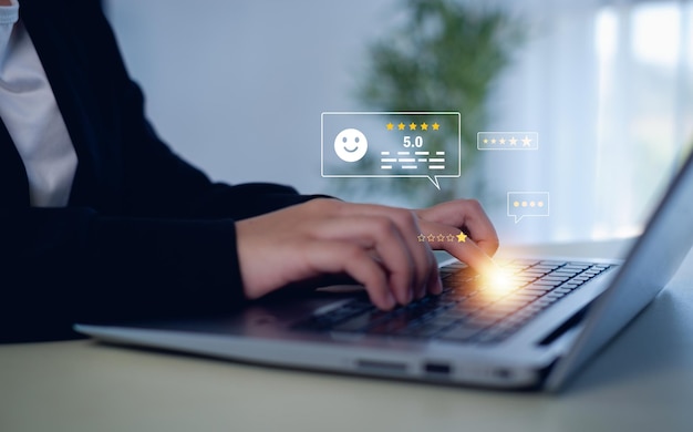 Online customer satisfaction survey feedback and ratings for business success Quality service evaluation positive customer reviews