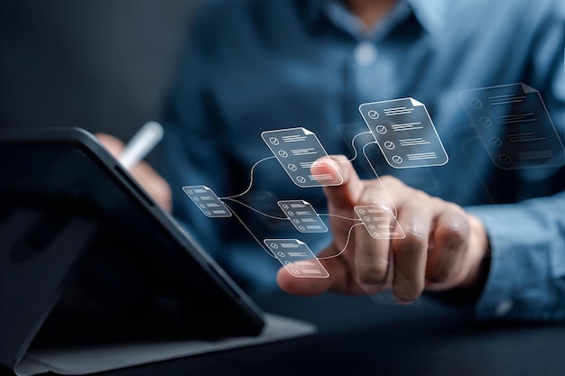 Online Inspector Document Node Planning and digital form checklist by laptop computer Document Management Checking System