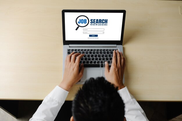 Online job search on modish website for worker to search for job opportunities on the recruitment internet network