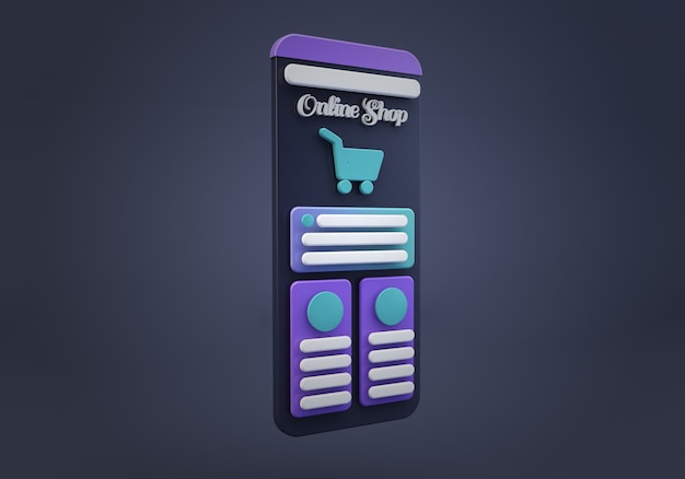 Online shop app interface