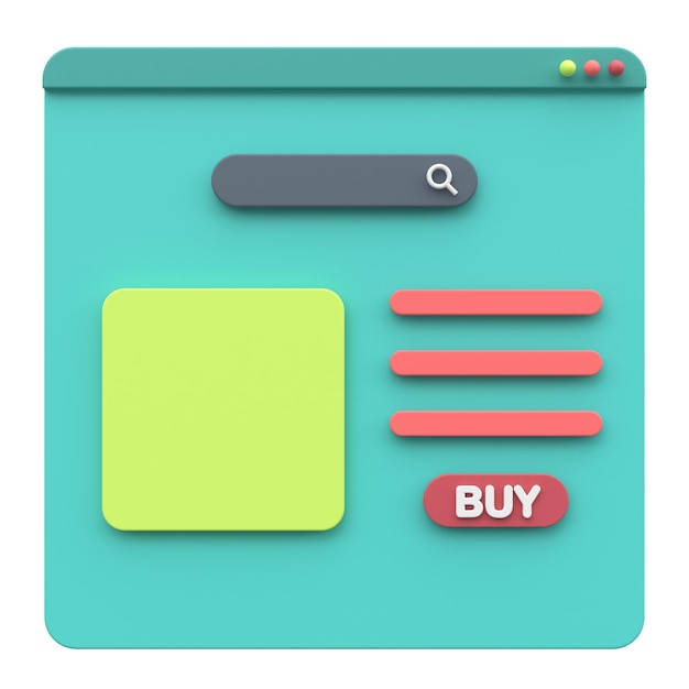 Online shopping 3D browser Product page 3D illustration