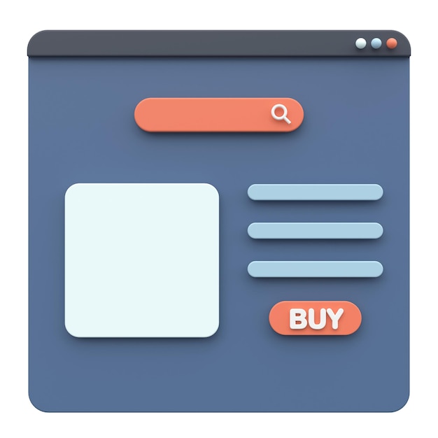 Online shopping 3D browser Product page 3D illustration