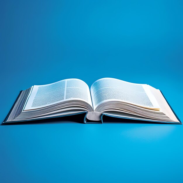 overhead view of open book with empty blank white pages notebook composition for catalog magazines