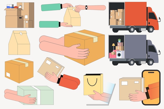 Parcel delivery elements element set