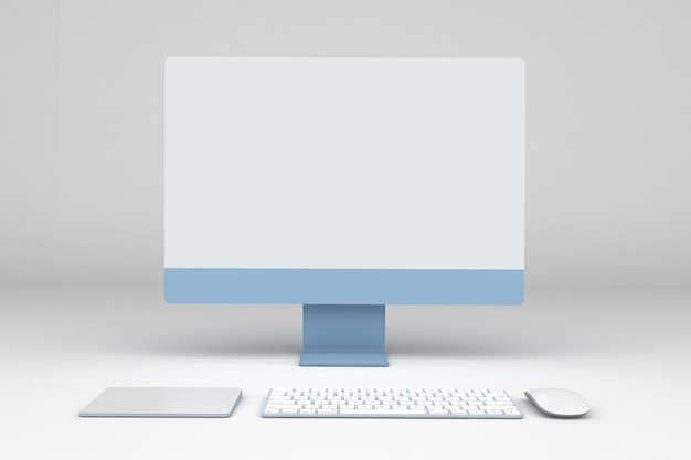 PC Full Screen Front Side In White Background