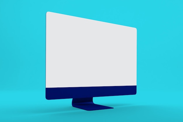 PC Full Screen Left Side Isolated In Blue Background