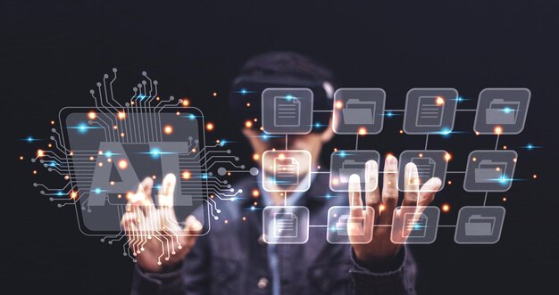 People using AI for Document management on visual screen technology