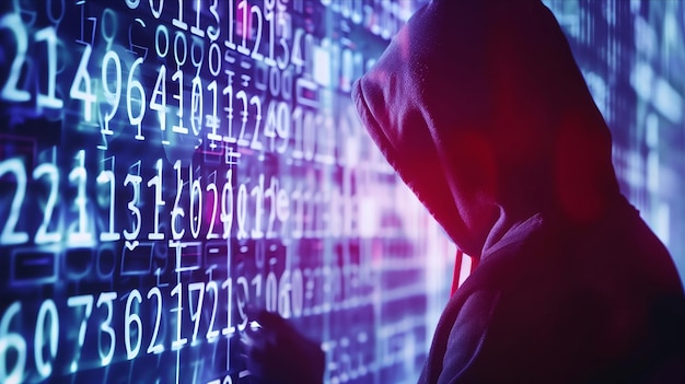 Person in hood looking at numbers