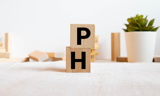ph colorful word on the wooden background