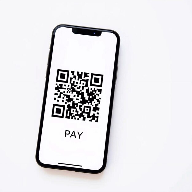 Phone mockup with QR code on the phone screen On white background generative ai