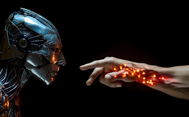 Photo future artificial intelligence robot and cyborg ai generative
