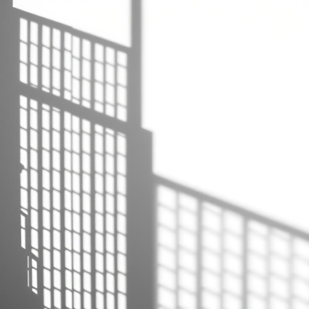 Photo of Metal Grill Shadows Creating Precise Rectangular Grids Sharp Uniform Lines Define Structu