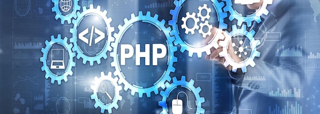 PHP coding Concept Programmer search Technology Background