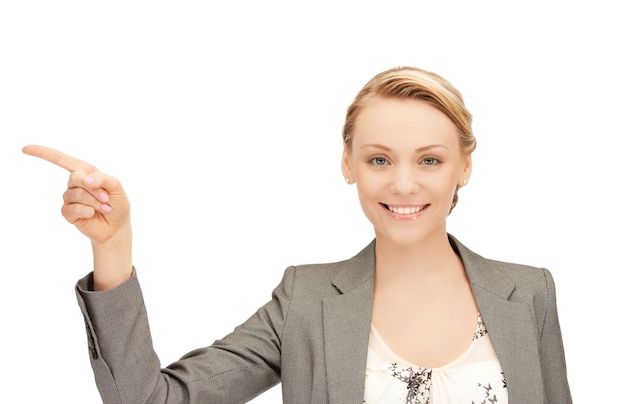 picture of attractive businesswoman pointing her finger