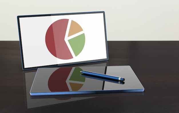 Pie Chart on a Tablet for Business Presentation