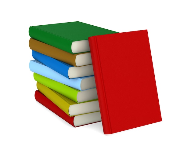 pile books on white
