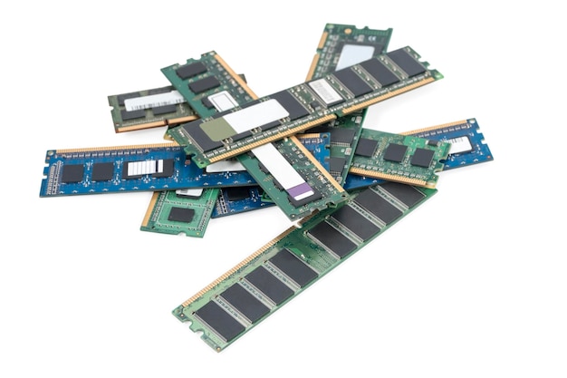 pile of old computer memory cards isolated on white background
