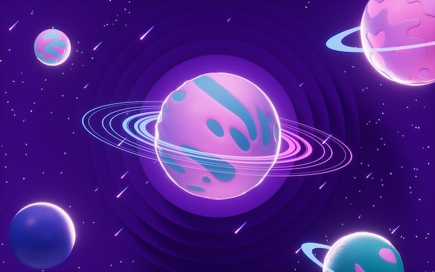 Planet i yttre rymden, 3D-rendera