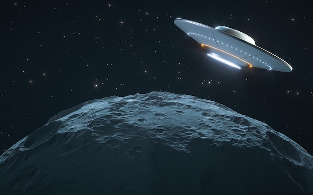 Planet with starry sky background 3d rendering
