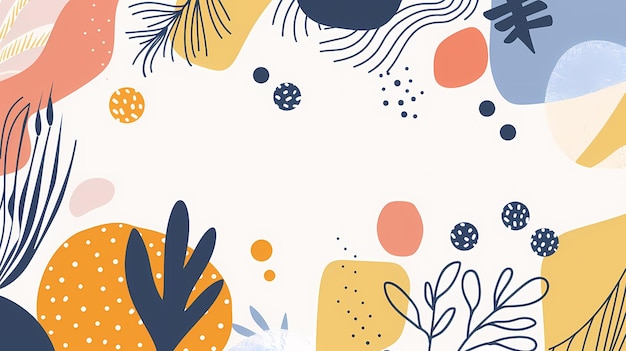 Playful Minimalistic Flat Design with Abstract Shapes and Decorative Dots on Bright Clean Background