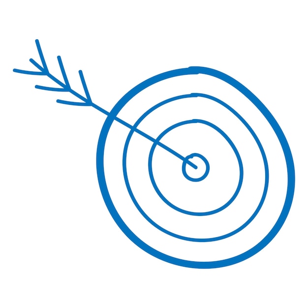 Png dart board with arrow doodle element transparent background