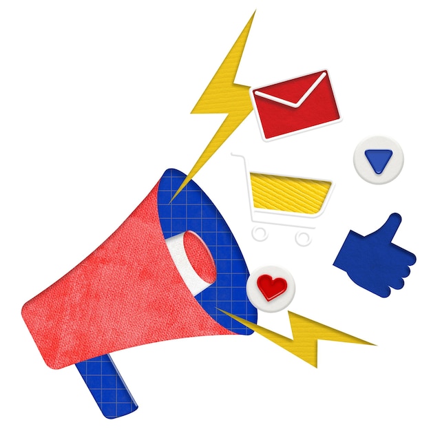 Png digital advertisement with megaphone marketing remixed media