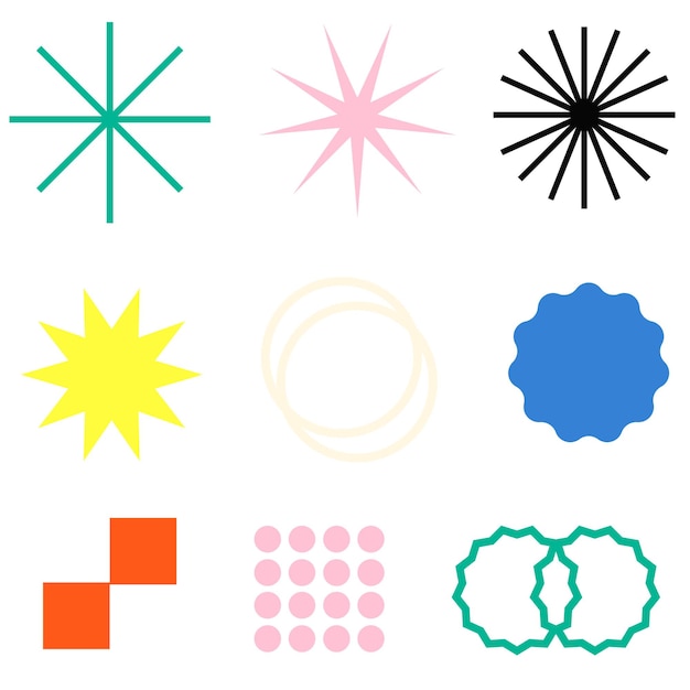 Png geometric shapes in colorful flat design set