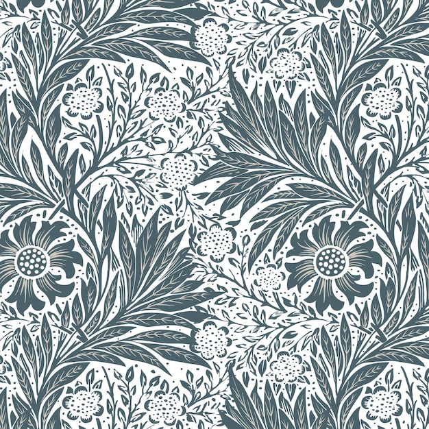 png william morriss leaf pattern sticker vintage floral design transparent background