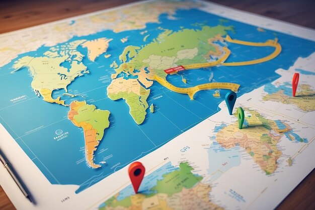 pointers direction gps navigation world map