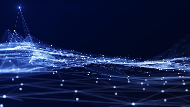 polygon abstract background concept of dots and lines connected with a dark background