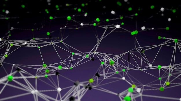 polygonal chains with moving cubes design flashing lines in moving chain with cubes network moving
