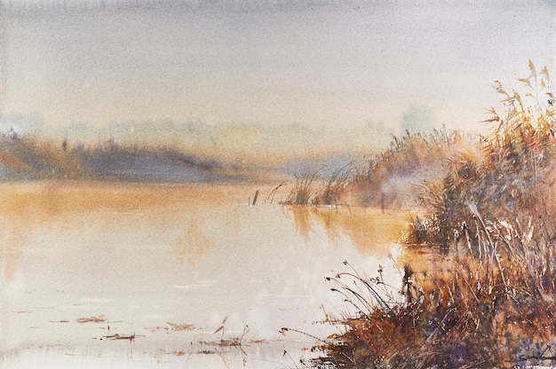 Poster of wall art landscape watercolor painting clip art for background you can use like luxury inv...