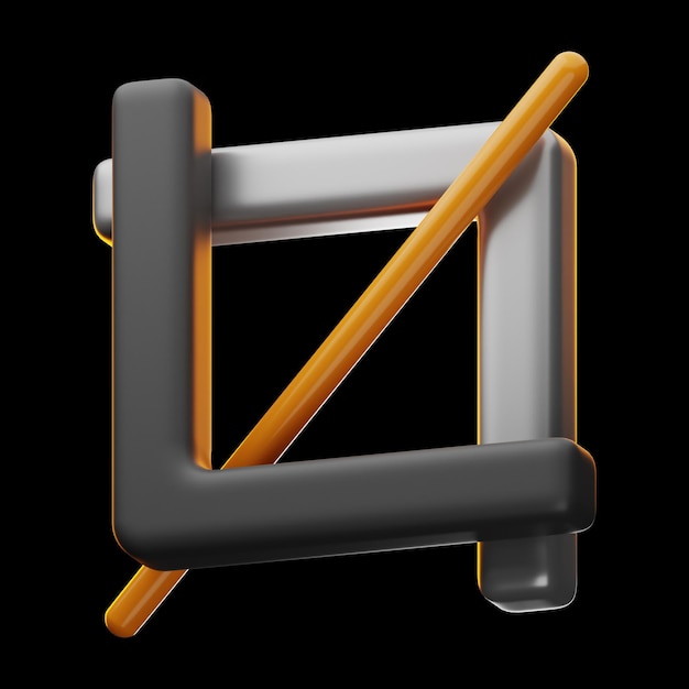 Premium Graphic Design crop tool icon 3d rendering on isolated background