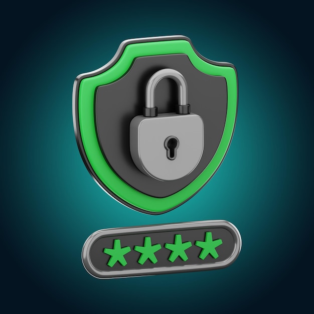 premium security lock password icon 3d rendering on isolated background