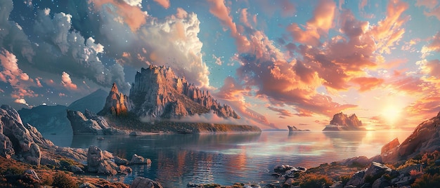 professional artist drawing a surreal landscape