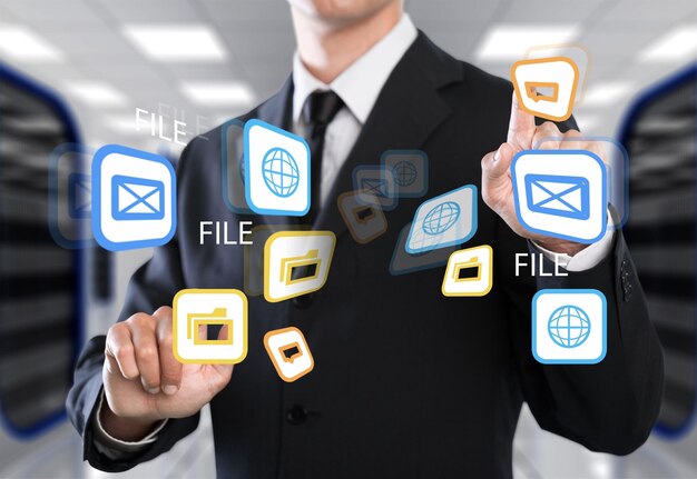 Programmer in data center room and data file system