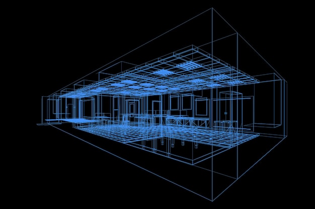 project office industry high resolution 3d rendering