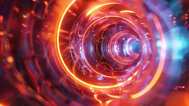 qradient backqround there is a circularspiral vortexicon with circular halos and abstractlighting e
