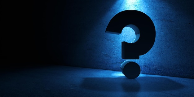 question mark background and dark space or old room.concept of doubts and questionnaire.