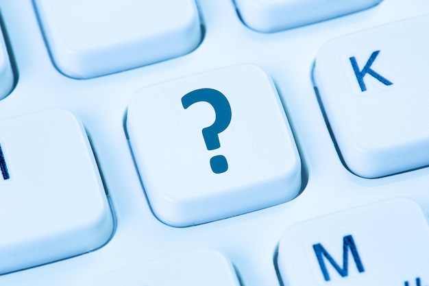 Question mark help FAQ internet computer keyboard blue symbol