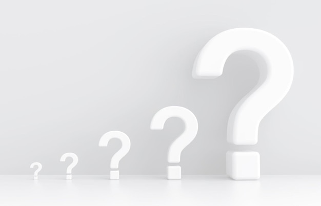 Question Mark Q and A Three Dimensional White Color