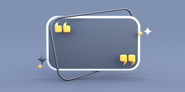 quote frame in black background 3d render